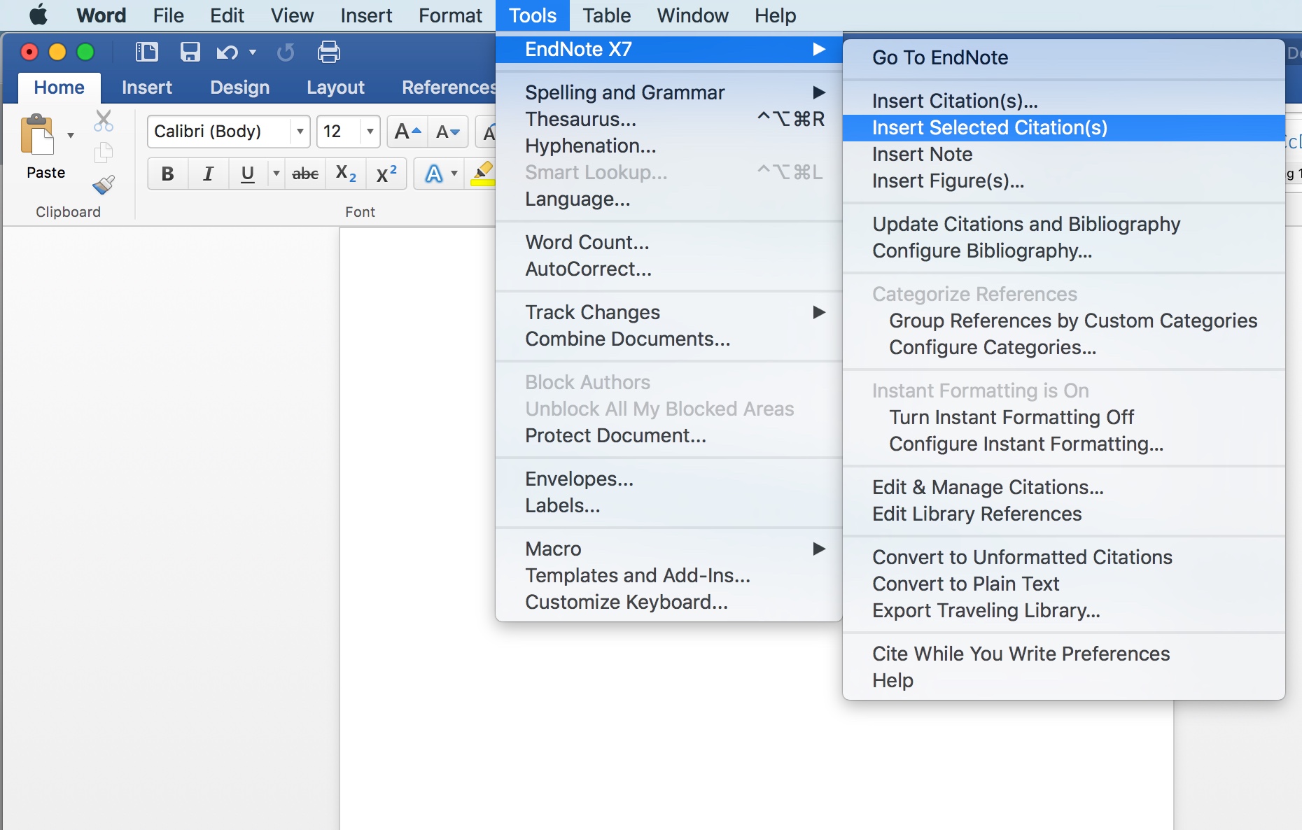 how to use endnote with word mac